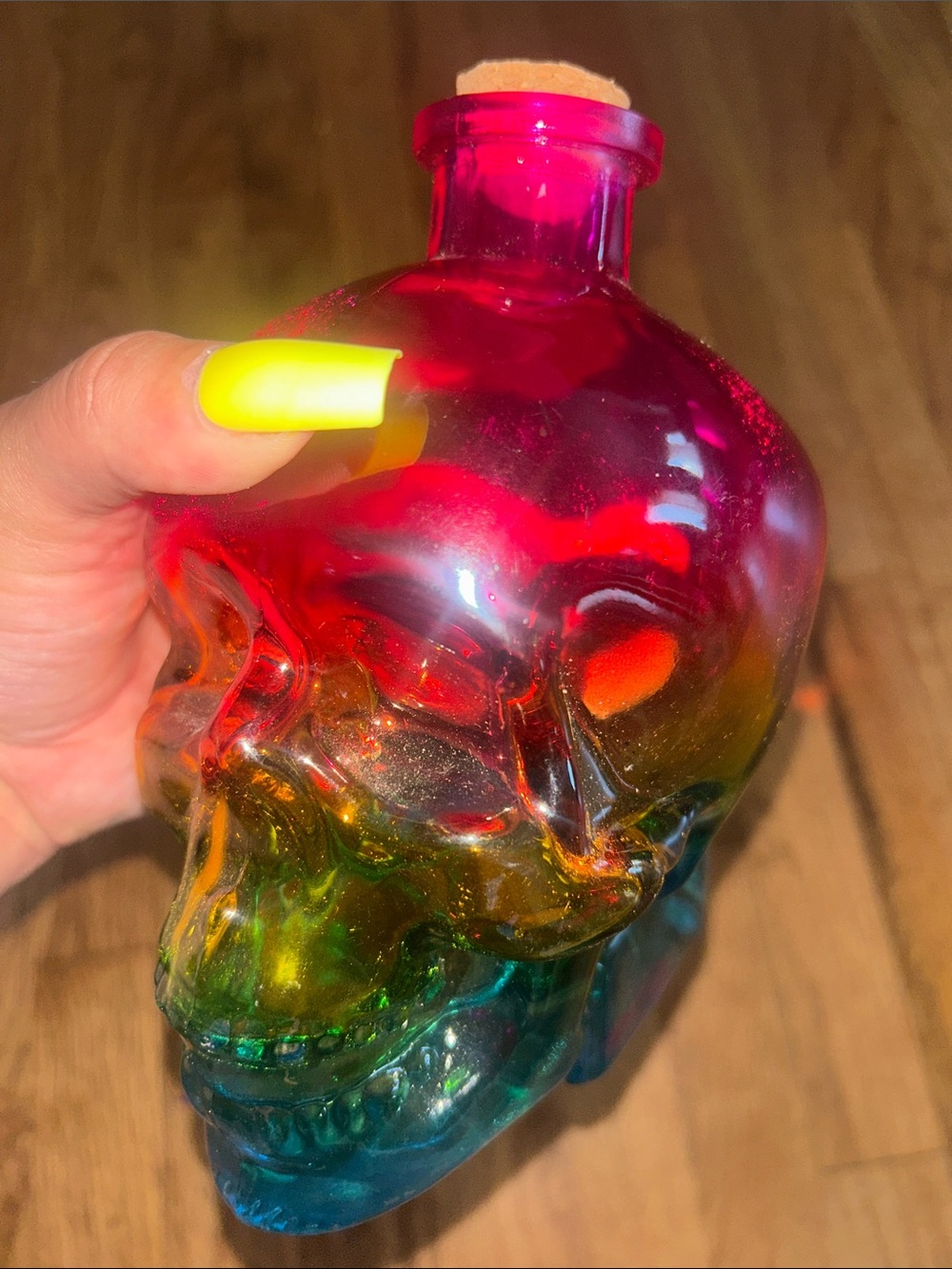 Glass Skull Bottle - Multicolor Decorative Home Art